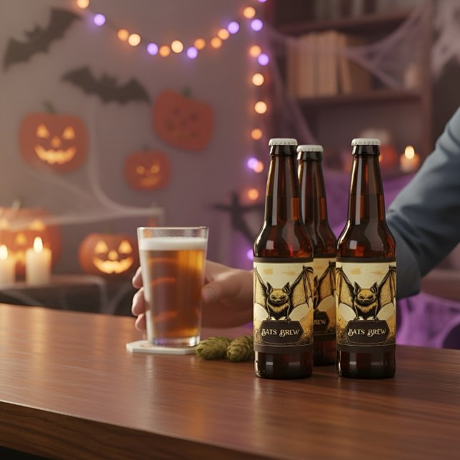 Étiquette Pour Bouteilles De Bière Or de chauve-souris vampire (Créateur téléchargé)