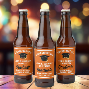 Étiquette Pour Bouteilles De Bière Orange White Graduate Custom Party
