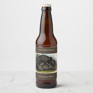 Étiquette Pour Bouteilles De Bière Ours grizzli (Ours Brown nord-américain) - Audubon