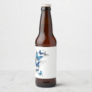 Étiquette Pour Bouteilles De Bière Papillons volants bleus Morpho