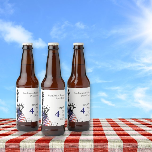 Étiquette Pour Bouteilles De Bière Parti 4 juillet patriotique personnalisé (Créateur téléchargé)