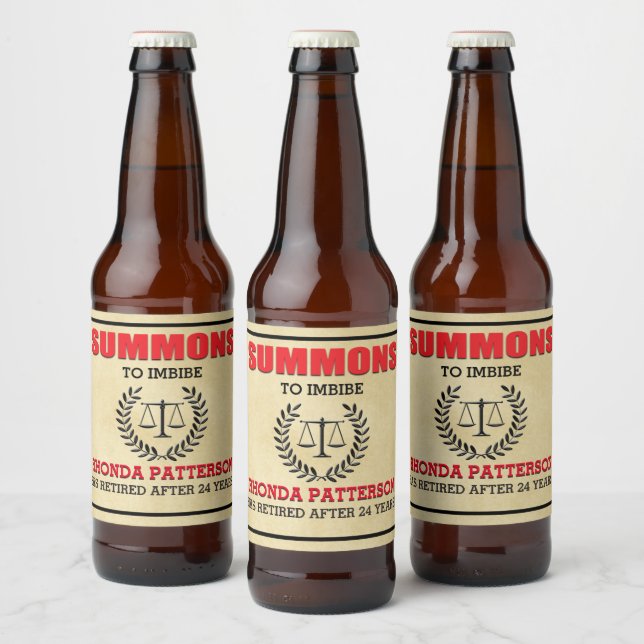 Étiquette Pour Bouteilles De Bière Partie de retraite convoquée (Bouteilles)