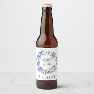 Étiquette Pour Bouteilles De Bière Pastel Purple Aquarelle Florale   MARIAGE