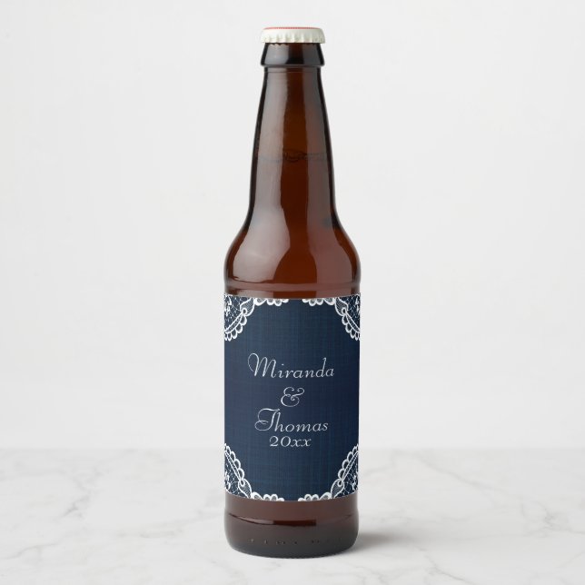 Étiquette Pour Bouteilles De Bière Pays Dentelle & Denim (Devant)