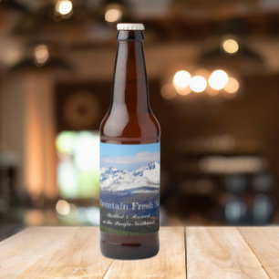 Étiquette Pour Bouteilles De Bière Paysage des montagnes de neige Personnalisé