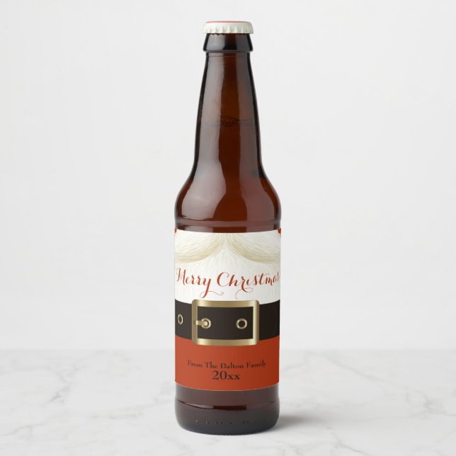 Étiquette Pour Bouteilles De Bière Père Noël, Ho Ho Ho, Joyeux Noël (Devant)