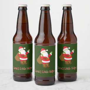 Étiquette Pour Bouteilles De Bière Père Noël Petit Helper Jolly St Nick Sack de cadea