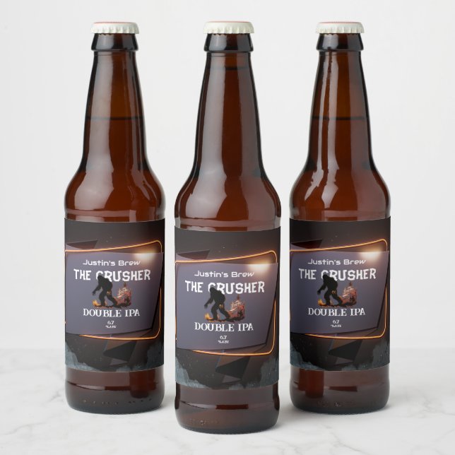 Étiquette Pour Bouteilles De Bière Personnalisé Moderne Foncé Bigfoot Editable Orange (Bouteilles)