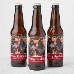 Étiquette Pour Bouteilles De Bière Personnalisé votre photo dans les flocons de neige