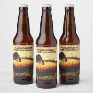 Étiquette Pour Bouteilles De Bière Personnaliser Alaskan Grizzly Golden Ale Bière art