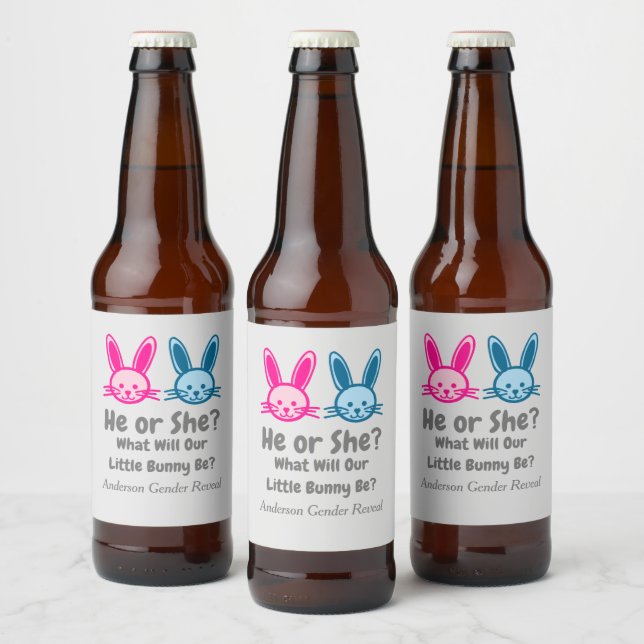 Étiquette Pour Bouteilles De Bière Petit Bunny Gender Reveal (Bouteilles)