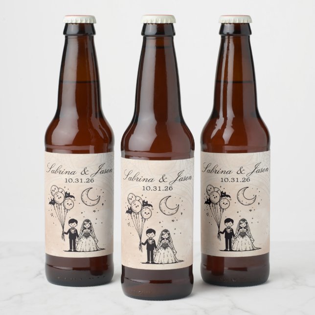 Étiquette Pour Bouteilles De Bière Petit couple éffrayant (Bouteilles)