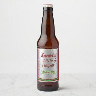 Étiquette Pour Bouteilles De Bière Petite canette de bière de l'aide de Père Noël