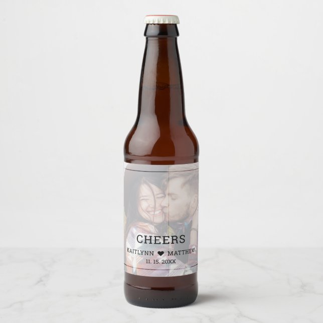 Étiquette Pour Bouteilles De Bière Photo minimaliste mariage de la typographie modern (Devant)