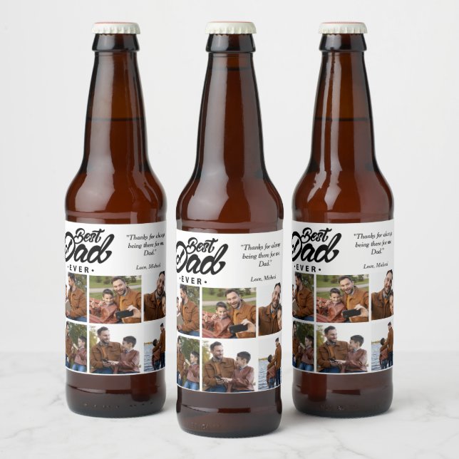 Étiquette Pour Bouteilles De Bière Photo personnalisée de meilleur père (Bouteilles)