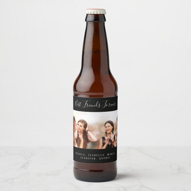 Étiquette Pour Bouteilles De Bière Photo personnalisée meilleurs amis éternellement b (Devant)