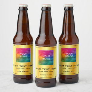 Étiquette Pour Bouteilles De Bière Photo personnalisée ou logo d'entreprise ici Faux