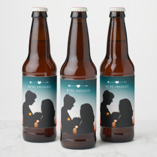 Étiquette Pour Bouteilles De Bière Photo sombre FIANÇAILLES Étiquette de bière