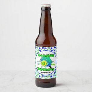 Étiquette Pour Bouteilles De Bière Pickleball Anniversaire Bleu Vert Paddle Ball Beng