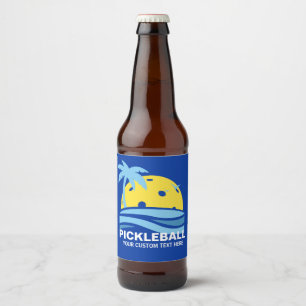 Étiquette Pour Bouteilles De Bière Pickleball Tropical Palm Tree Sun Votre texte pers