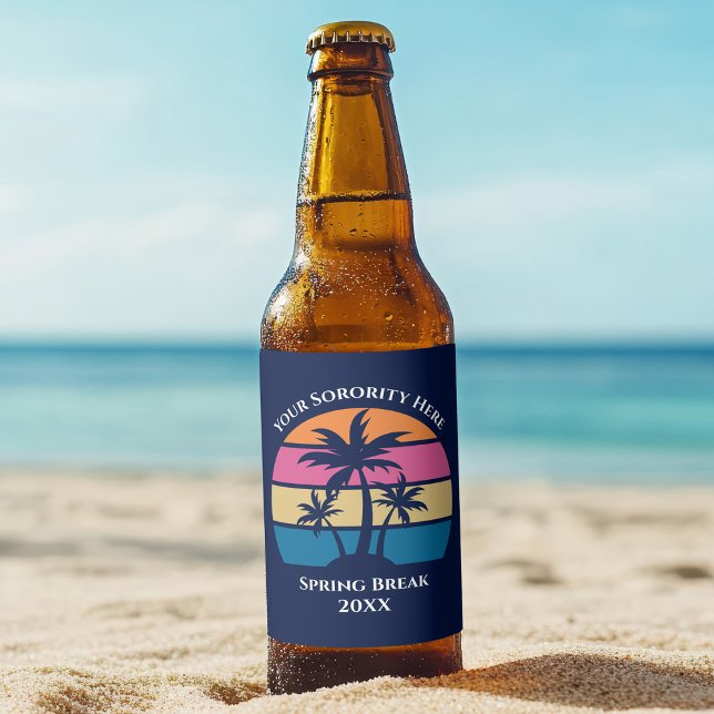 Étiquette Pour Bouteilles De Bière Plage sur mesure Palmiers Bleu (Créateur téléchargé)