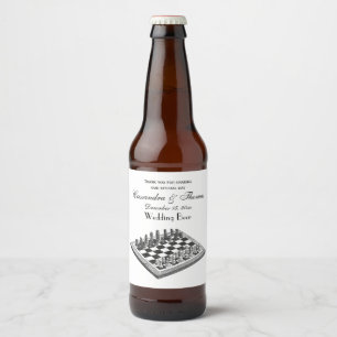 Étiquette Pour Bouteilles De Bière Plateau de jeu d'échecs et pièces d'échecs Art vin