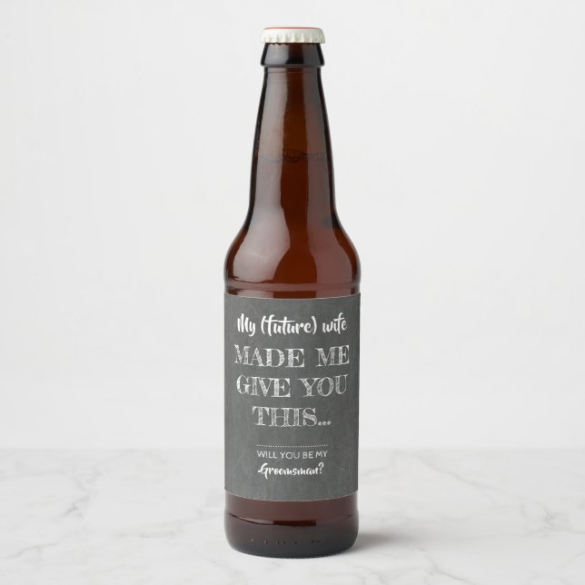 Étiquette Pour Bouteilles De Bière Proposition amusante de Groomsman (Devant)