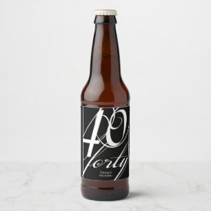 Étiquette Pour Bouteilles De Bière Quarantième fête d'anniversaire élégante
