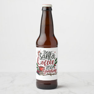 Étiquette Pour Bouteilles De Bière Raton laveur portant un chapeau de Père Noël et No