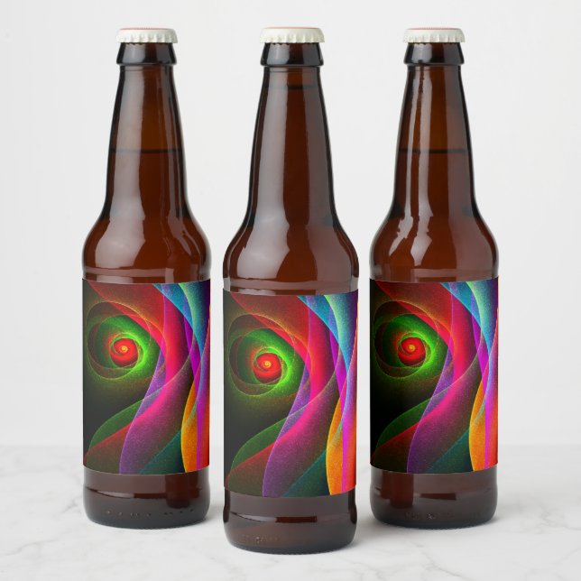 Étiquette Pour Bouteilles De Bière Red Green Orange Modern Abstrait Art Motif #22 (Bouteilles)