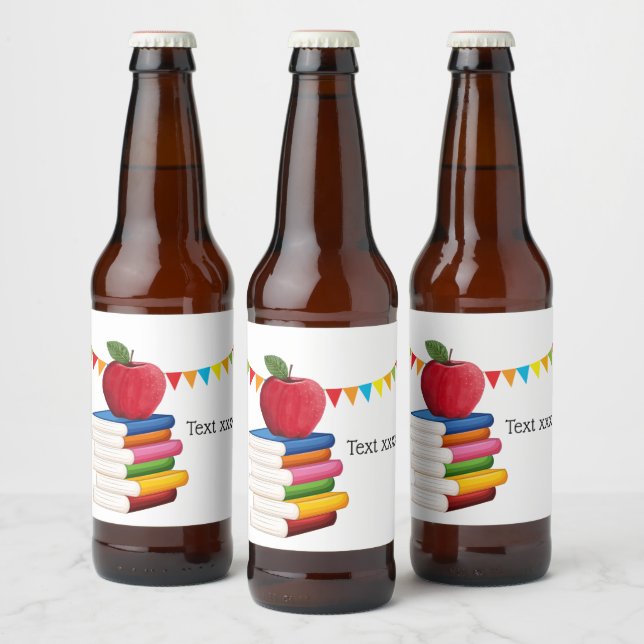 Étiquette Pour Bouteilles De Bière retraite d'enseignant, Apple, retraite d'enseignan (Bouteilles)