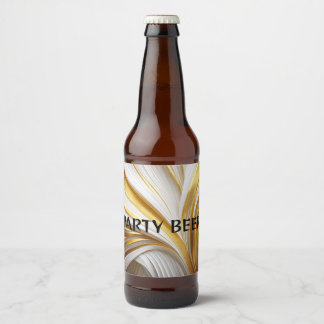 Étiquette Pour Bouteilles De Bière Retro d'or blanc