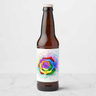 Étiquette Pour Bouteilles De Bière Rose arc-en-ciel coloré