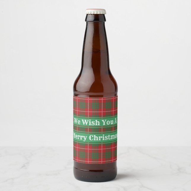 Étiquette Pour Bouteilles De Bière Rouge et vert plaid (Devant)