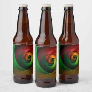 Étiquette Pour Bouteilles De Bière Rouge Vert Floral Moderne Art Abstrait Motif #21