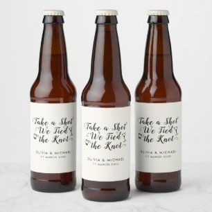 Étiquette Pour Bouteilles De Bière Rustic Take A Shot Tied the Knot Boisson Mariage