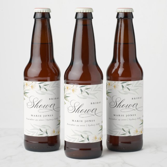 Étiquette Pour Bouteilles De Bière Rustique Blanc verdure Fête des mariées de Bunch F (Bouteilles)