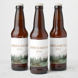 Étiquette Pour Bouteilles De Bière Rustique Luxe Nature Extérieure Montagnes Mariage