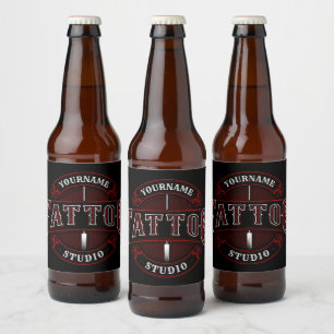 Étiquette Pour Bouteilles De Bière Salon de tatouage de style traditionnel ADD NOM