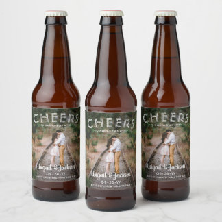 Étiquette Pour Bouteilles De Bière Salutations joyeuses à jamais après mariage photo