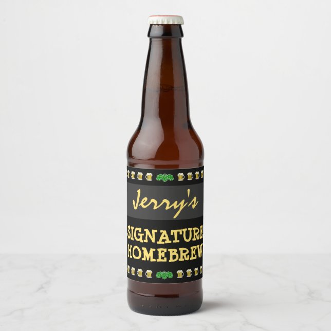 Étiquette Pour Bouteilles De Bière Signature personnalisée Homebrew (Devant)
