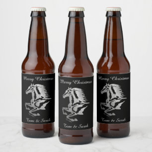 Étiquette Pour Bouteilles De Bière Silhouette Classé Cheval Argent