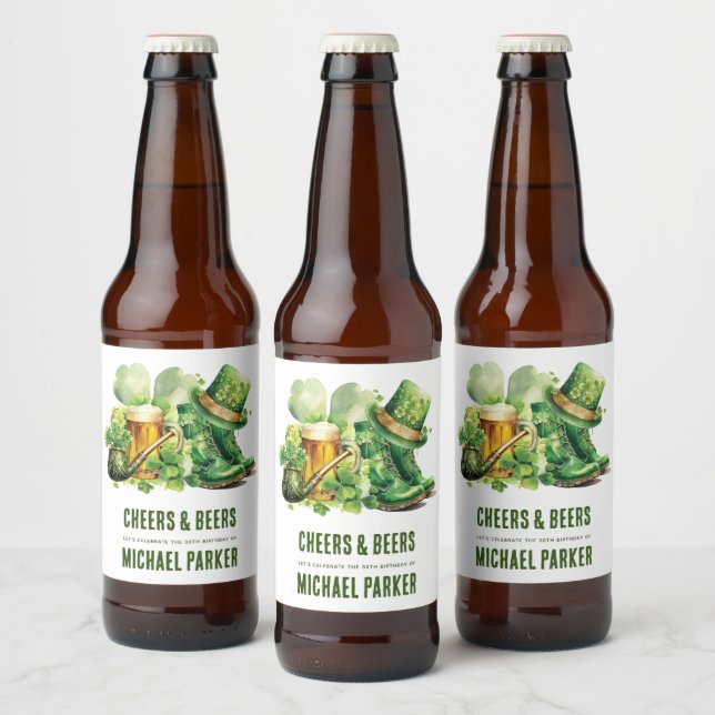 Étiquette Pour Bouteilles De Bière Soirée Bières Anniversaire St Patrick's Day (Bouteilles)