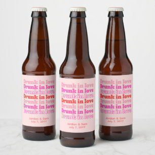 Étiquette Pour Bouteilles De Bière Soirée de répétition rétro rose ivre d'amour