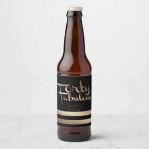 Étiquette Pour Bouteilles De Bière Soirée d'or moderne 40e anniversaire