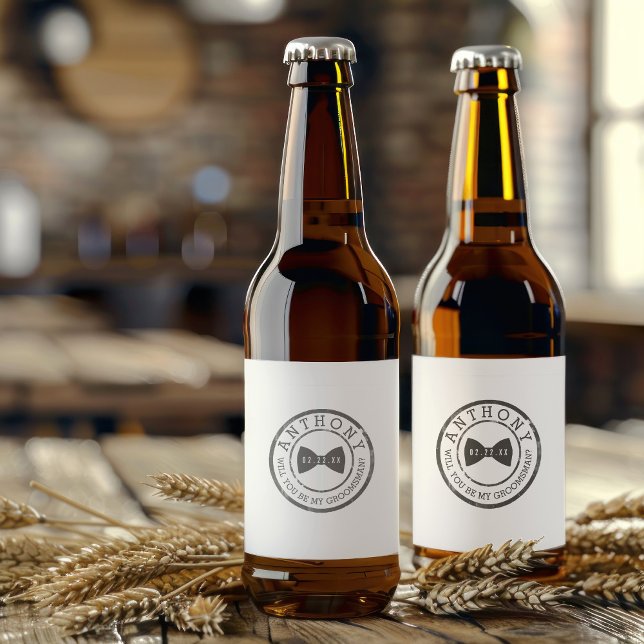 Étiquette Pour Bouteilles De Bière Soyez mon Groomsman (Créateur téléchargé)