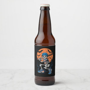 Étiquette Pour Bouteilles De Bière Squelette de baseball Halloween Baseball Halloween