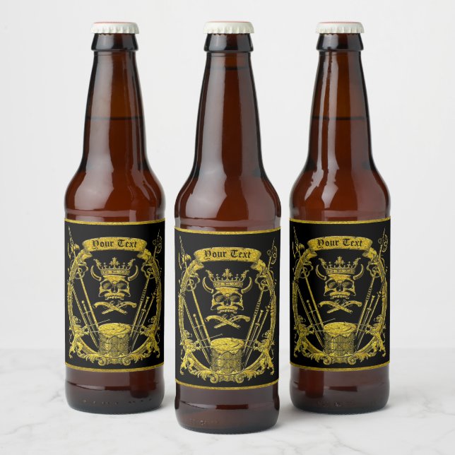 Étiquette Pour Bouteilles De Bière Style tribal gothique noir et or (Bouteilles)