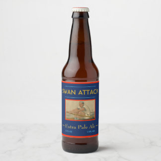 Étiquette Pour Bouteilles De Bière "SWAN ATTACK" sur mesure mâle balai rameur et cygn