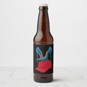 Étiquette Pour Bouteilles De Bière Talons piétinant le chapeau rouge MAGA Élection 20